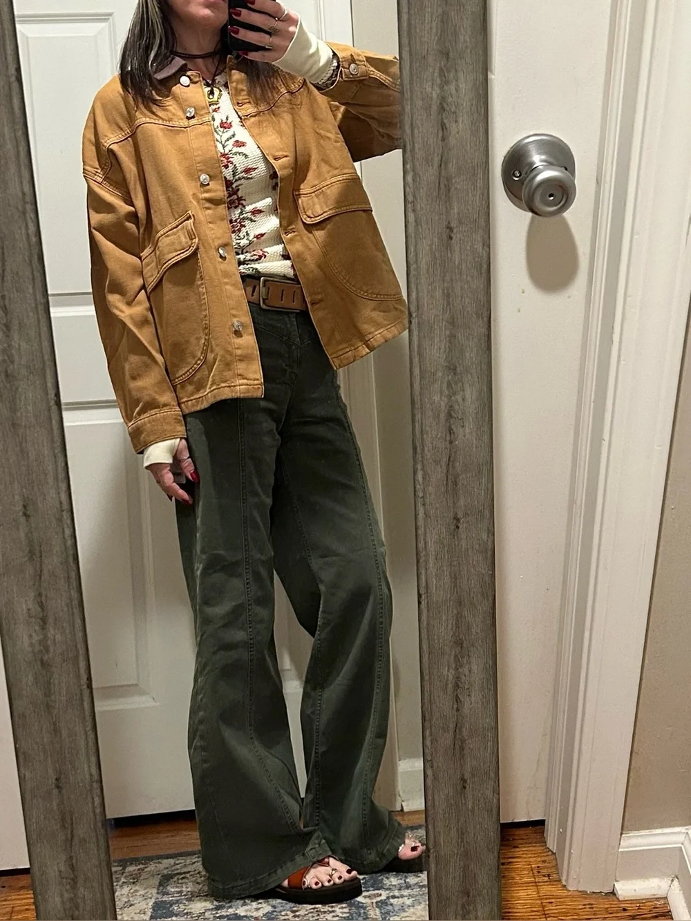 NEW Free People We The Free Oversized Lemon Denim Jacket in Meerkat